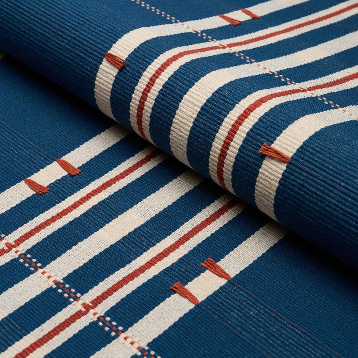 Remmy Hand Woven Stripe Indigo 84780 by Schumacher Designer Fabric Ashbury 10.62" - Swanky Fabrics -