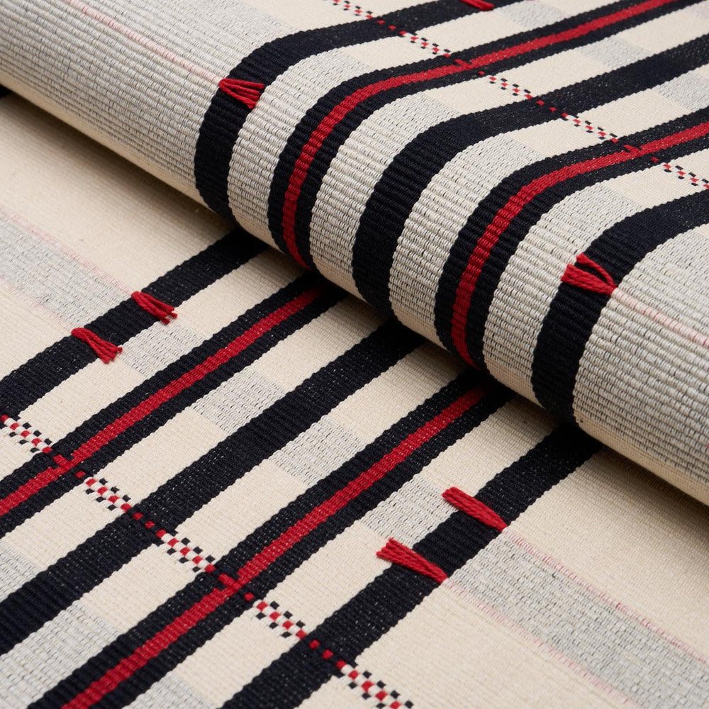 Remmy Hand Woven Stripe Noir 84782 by Schumacher Designer Fabric Ashbury 10.62" - Swanky Fabrics -
