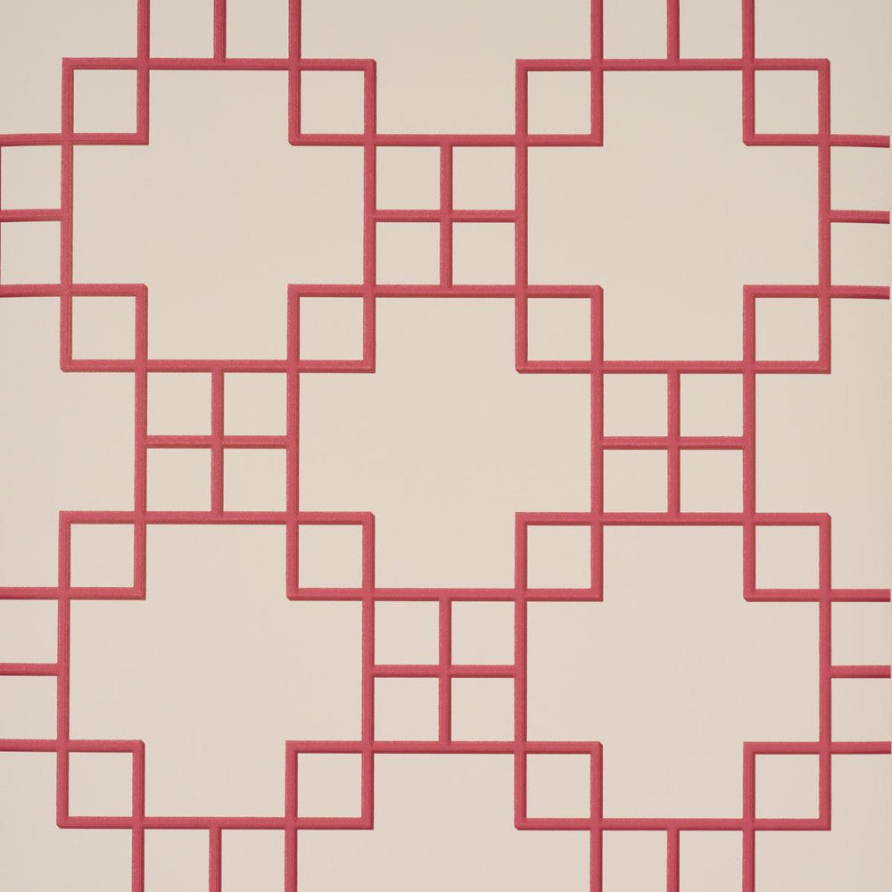 Georgette Trellis Red 5016502 by Schumacher Designer Wallpaper A Love Affair 20.5" - Swanky Fabrics -