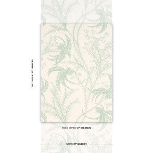 Schumacher Wallpaper Ocean Toile Eucalyptus On Linen 5008721