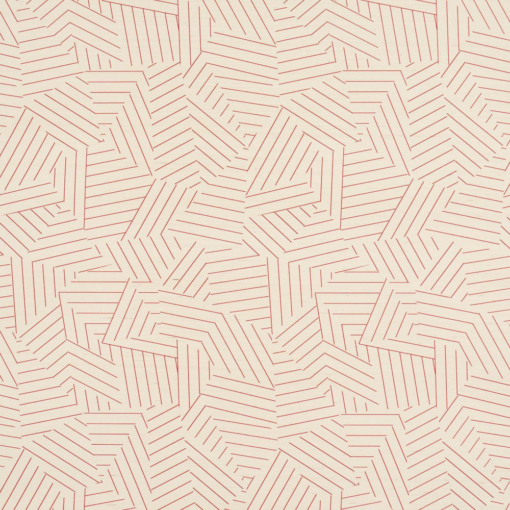 Deconstructed Stripe Sisal Red 5016582 by Schumacher Designer Wallpaper Textured & Woven Wallcoverings 17.0" - Swanky Fabrics -