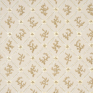 Schumacher Wallpaper Corail Leaf Trellis Champagne 5016640