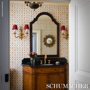 Schumacher Wallpaper Corail Leaf Trellis Coral 5016641