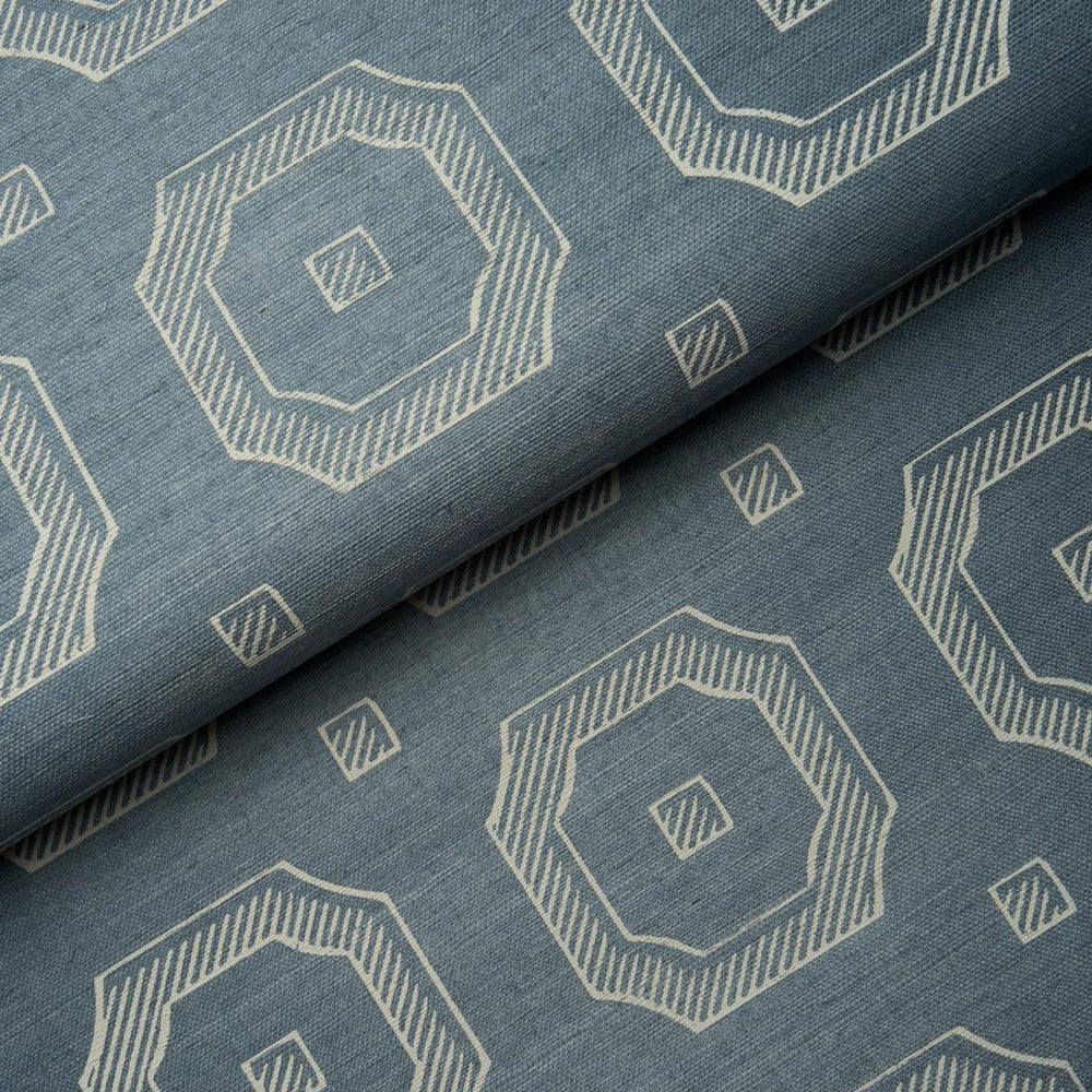 Beveled Frame Sisal Denim 5016730 by Schumacher Designer Wallpaper Textured & Woven Wallcoverings 6.75" - Swanky Fabrics -