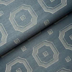 Schumacher Wallpaper Beveled Frame Sisal Denim 5016730