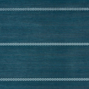 Schumacher Wallpaper Checkered Stripe Sisal Peacock 5016752