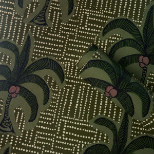 Schumacher Wallpaper Agua De Coco Palm Tree Green 5017240