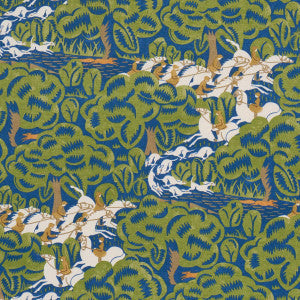 Schumacher Fabric Margaret Schloeman'S Fox Chase Navy & Green 182341