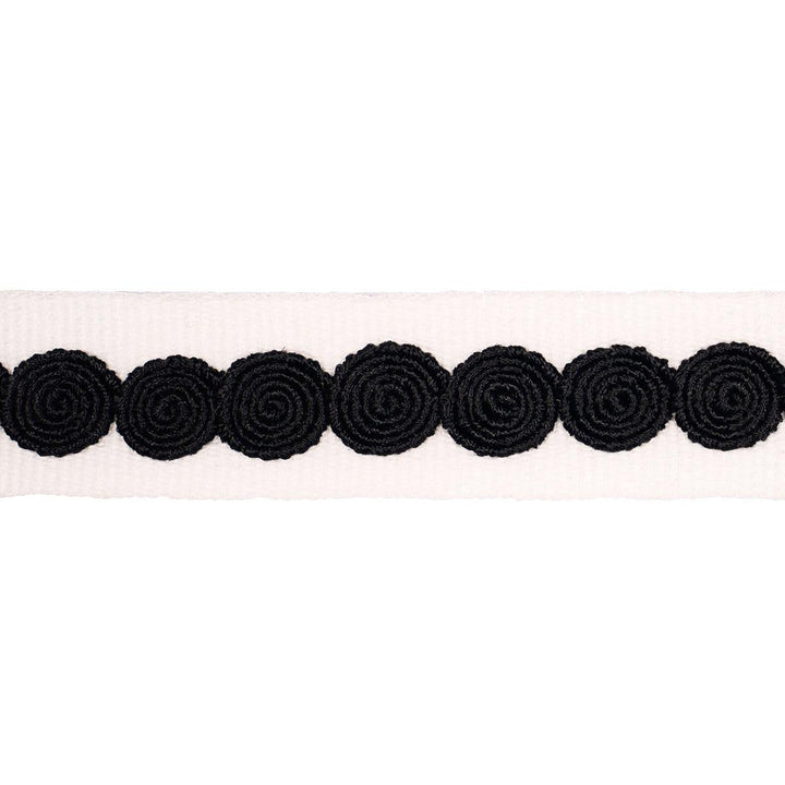 Castille Tape Narrow Black On Ivory 83883 by Schumacher Designer Trim Perennial Favorite Trims - Swanky Fabrics -