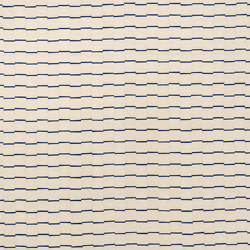 Lines Blue 71211 by Schumacher Designer Fabric DAVID KAIHOI See Sample INDIA - </p><p>Repeat: Horizontal: 4 1/2" (11CM) and Vertical: 2 3/8" (6CM) 53" (135CM) - Swanky Fabrics -
