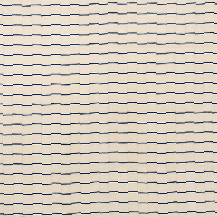 Lines Blue 71211 by Schumacher Designer Fabric DAVID KAIHOI See Sample INDIA - </p><p>Repeat: Horizontal: 4 1/2" (11CM) and Vertical: 2 3/8" (6CM) 53" (135CM) - Swanky Fabrics -