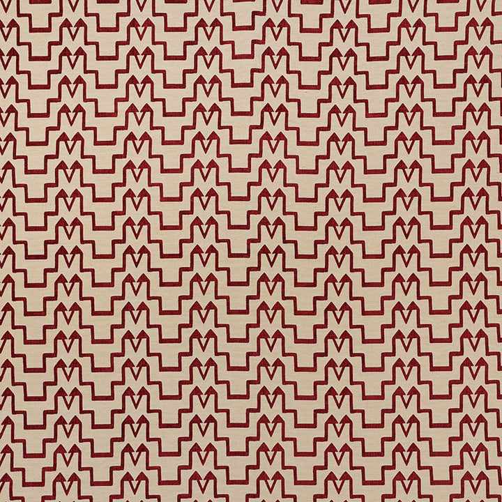 Turkish Step Red/Natural 71242 by Schumacher Designer Fabric DAVID KAIHOI VISCOSE 65% COTTON 16% TURKEY </p><p>Repeat: Horizontal: 6 1/2" (17CM) and Vertical: 2 3/4" (7CM) 53.5 - Swanky Fabrics -