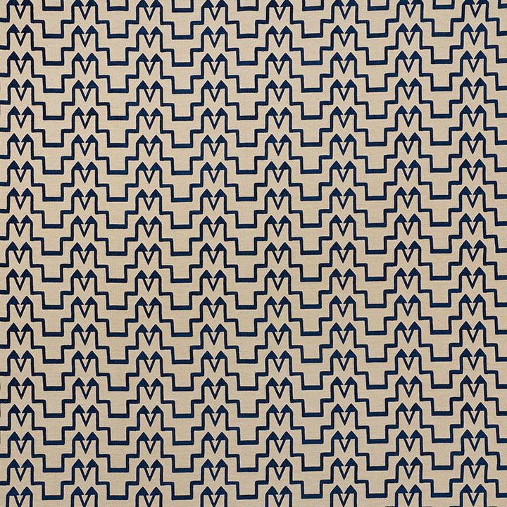 Turkish Step Blue/Natural 71243 by Schumacher Fabric Schumacher Fabric Turkish Step Blue/Natural 71243Fabric VISCOSE 65% TURKEY </p><p>Repeat: H: HORZ. 6 1/2" (17CM) , V: VERT. 2 3/4" (7CM) 53.5 - Fabric Carolina -