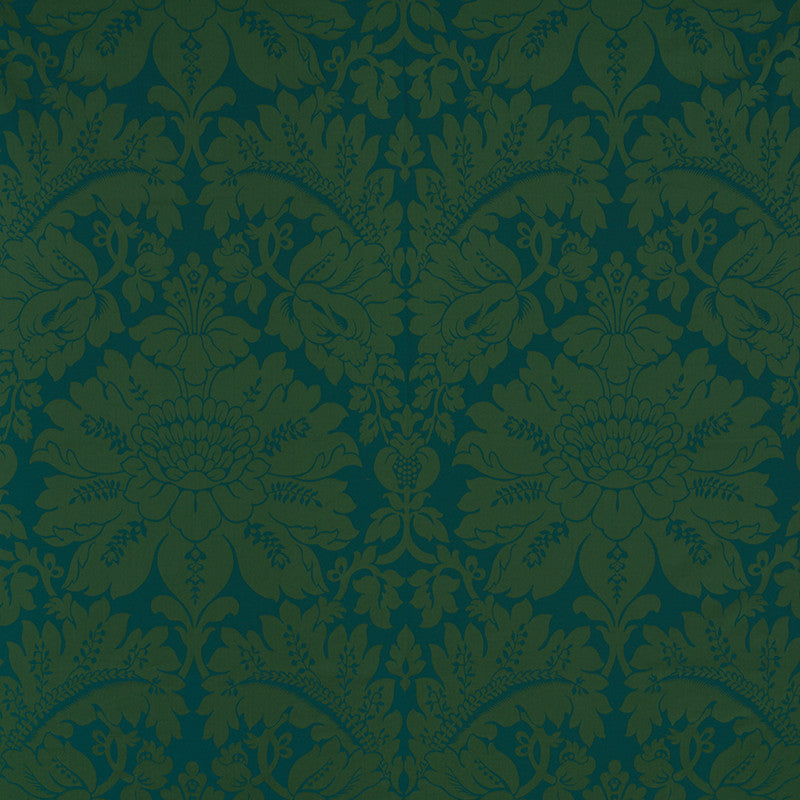 Maggiore Damasco Emerald 71281 by Schumacher Designer Fabric Damasco 100% Cotton - Horizontal: 26 and Vertical: 31.75 54.5 - Swanky Fabrics -