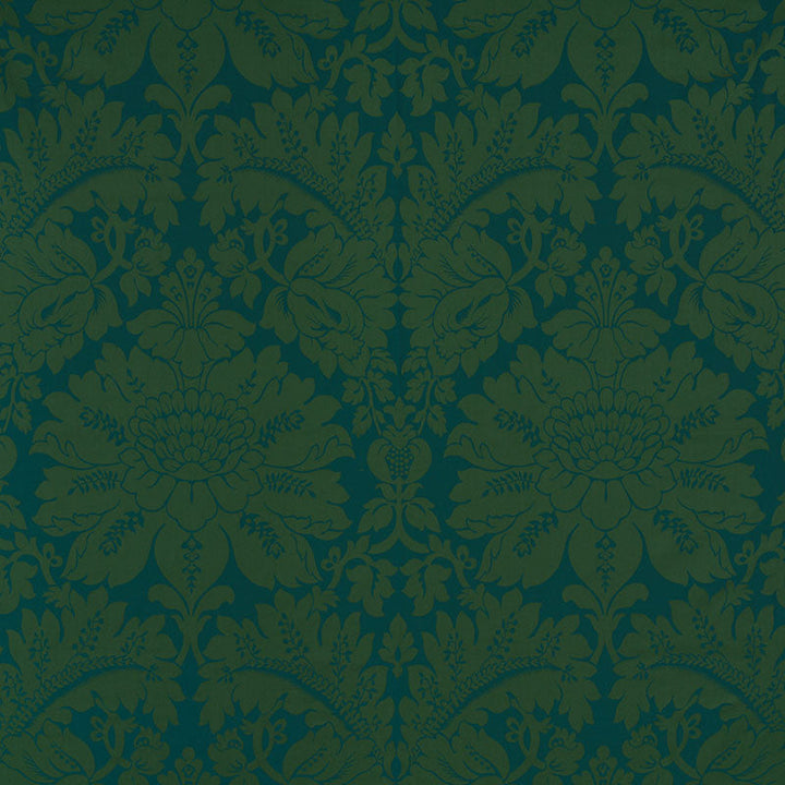 Maggiore Damasco Emerald 71281 by Schumacher Designer Fabric DAMASCO COTTON 100% ITALY </p><p>Repeat: Horizontal: 26" (66CM) and Vertical: 31 3/4" (81CM) 54.5 - Swanky Fabrics -