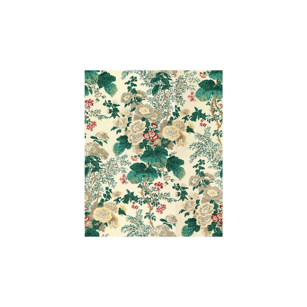 Hollyhock Hdb White/Brown by Lee Jofa Designer Fabric - COTTON - 100% Thailand LIGHT Horizontal: 0 and Vertical: 40.25 47 - Swanky Fabrics -