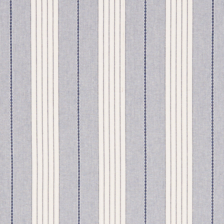 Audrey Stripe Navy 71370 by Schumacher Designer Fabric Essentials-Stripes-Ii 100% Cotton - Horizontal: 4.75 and Vertical: - 54 - Swanky Fabrics -