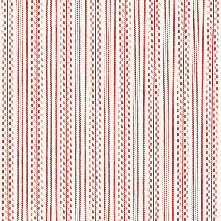 Jack Stripe Red 71415 by Schumacher Designer Fabric ESSENTIALS: STRIPES II See Sample INDIA - </p><p>Repeat: Horizontal: 1 1/8" (3CM) and Vertical: - 53" (135CM) - Swanky Fabrics -