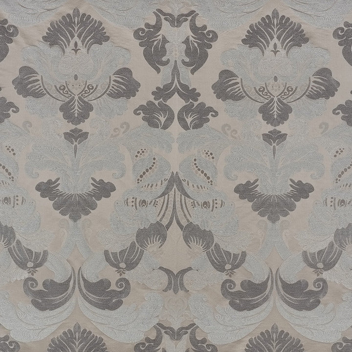 Molveno Damasco Pewter 71470 by Schumacher Designer Fabric Damasco 35% Viscose, 29% Linen, 21% Silk, 15% Cotton - Horizontal: 27.5 and Vertical: 43.5 55.25 - Swanky Fabrics -