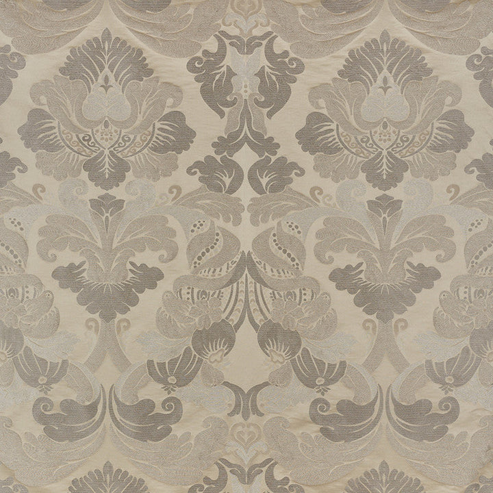 Molveno Damasco Champagne 71471 by Schumacher Designer Fabric Damasco 35% Viscose, 29% Linen, 21% Silk, 15% Cotton - Horizontal: 27.5 and Vertical: 43.5 55.25 - Swanky Fabrics -