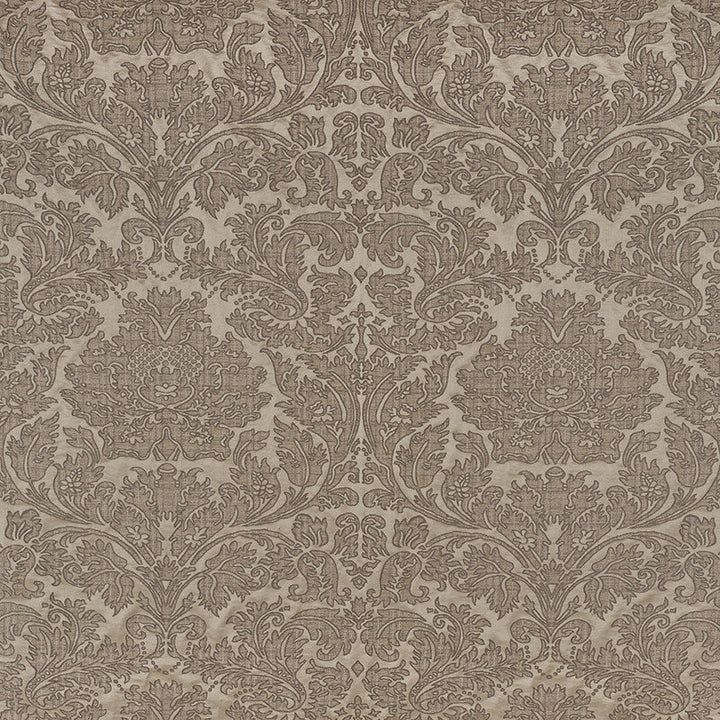 Belice Damasco Pewter 71481 by Schumacher Designer Fabric Damasco 60% Linen, 24% Wool, 16% Silk - Horizontal: 27.25 and Vertical: 28 54.75 - Swanky Fabrics -