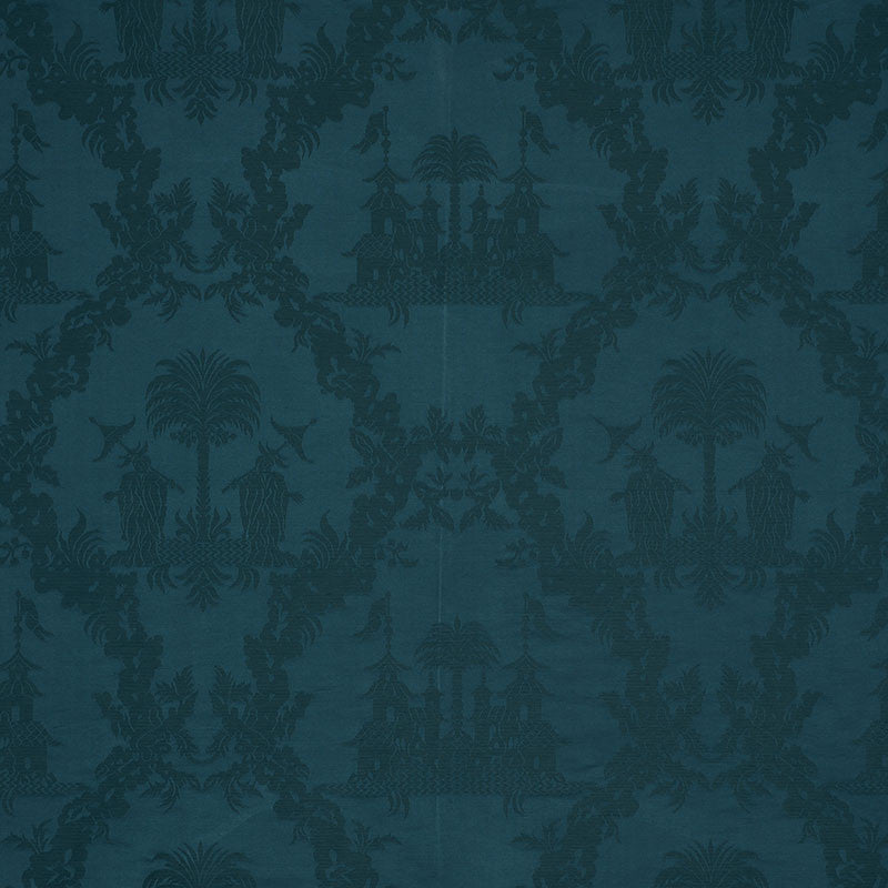 Chinoiserie Royale Peacock 71830 by Schumacher Designer Fabric Schumacher-Classics 76% Linen, 24% Silk - Horizontal: 27.5 and Vertical: 26.25 55 - Swanky Fabrics -