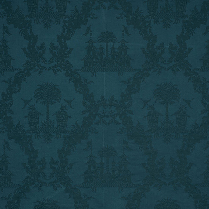 Chinoiserie Royale Peacock 71830 by Schumacher Designer Fabric Schumacher-Classics 76% Linen, 24% Silk - Horizontal: 27.5 and Vertical: 26.25 55 - Swanky Fabrics -