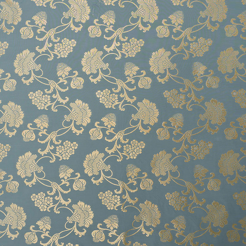 Margaux Ciel Shimmer 71842 by Schumacher Designer Fabric SCHUMACHER CLASSICS II COTTON 42% LUREX 38% ITALY </p><p>Repeat: Horizontal: 32" (81CM) and Vertical: VERT 49" (124CM) 51 - Swanky Fabrics -