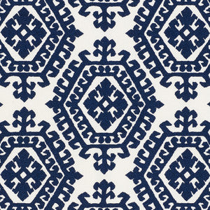 Schumacher Fabric Omar Embroidery Navy 71941