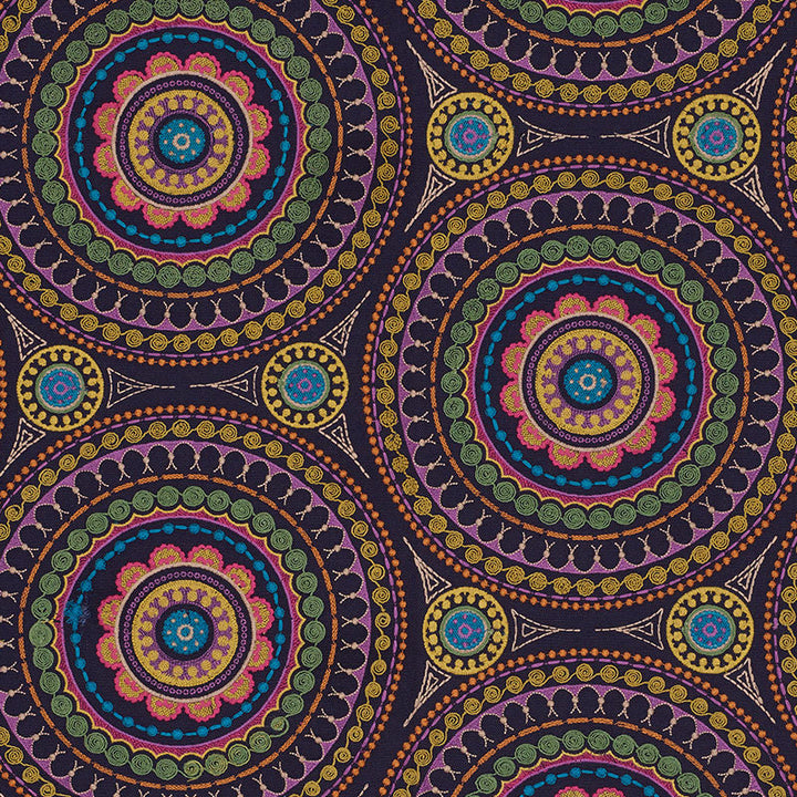 Idris Embroidery Navy & Multi 71950 by Schumacher Designer Fabric CARAVANNE LINEN 40% COTTON 33% INDIA MARTINDALE 24,000 </p><p>Repeat: Horizontal: 25" (64CM) and Vertical: 15" (38CM) 52 - Swanky Fabrics -
