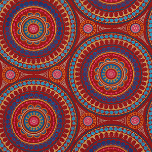 Schumacher Fabric Idris Embroidery Red & Multi 71951