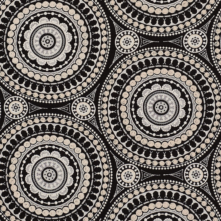 Idris Embroidery Black & Ivory 71953 by Schumacher Designer Fabric CARAVANNE LINEN 40% COTTON 33% INDIA MARTINDALE 24,000 </p><p>Repeat: Horizontal: 25" (64CM) and Vertical: 15" (38CM) 52 - Swanky Fabrics -