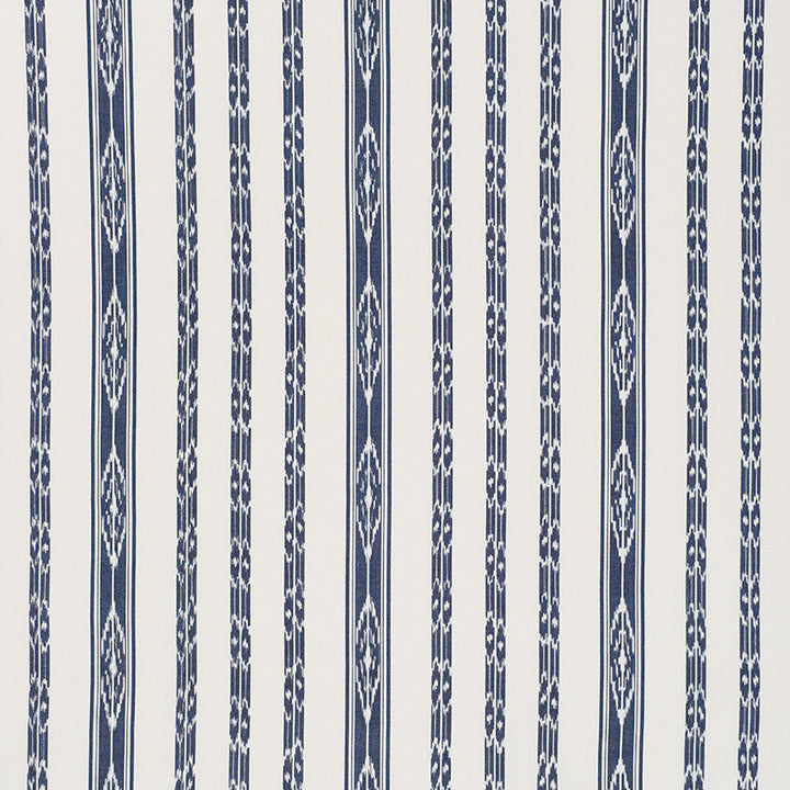 Mariam Ikat Navy 71980 by Schumacher Designer Fabric Caravanne 100% Cotton - Horizontal: 13.5 and Vertical: 8 54 - Swanky Fabrics -
