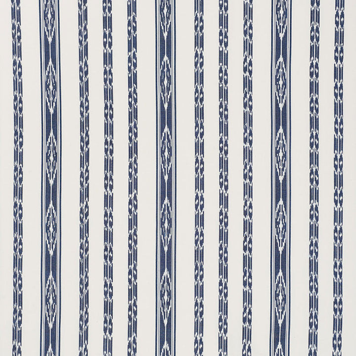 Mariam Ikat Navy 71980 by Schumacher Designer Fabric CARAVANNE See Sample INDIA - </p><p>Repeat: Horizontal: 13 1/2" (34CM) and Vertical: 8" (20CM) 54" (137CM) - Swanky Fabrics -