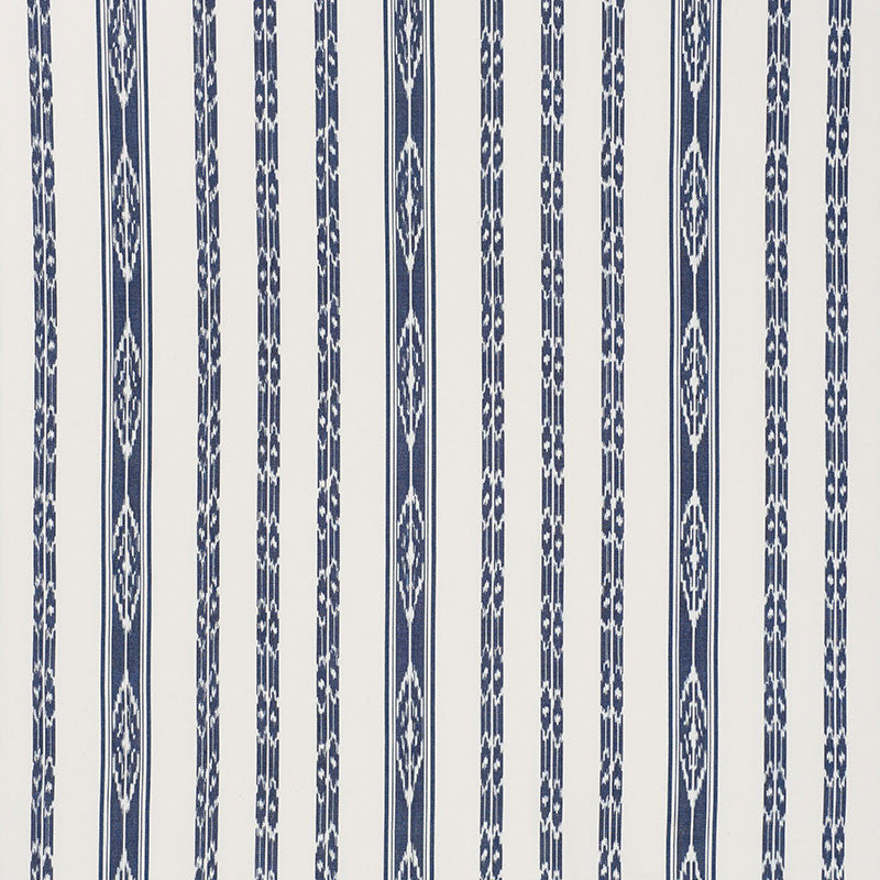 Mariam Ikat Navy 71980 by Schumacher Designer Fabric CARAVANNE COTTON 100% INDIA </p><p>Repeat: Horizontal: 13 1/2" (34CM) and Vertical: 8" (20CM) 54 - Swanky Fabrics -