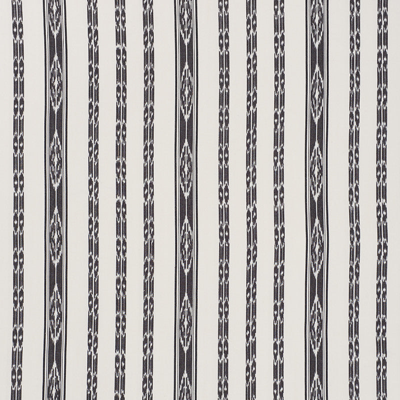 Mariam Ikat Black 71982 by Schumacher Designer Fabric Caravanne 100% Cotton - Horizontal: 13.5 and Vertical: 8 54 - Swanky Fabrics -