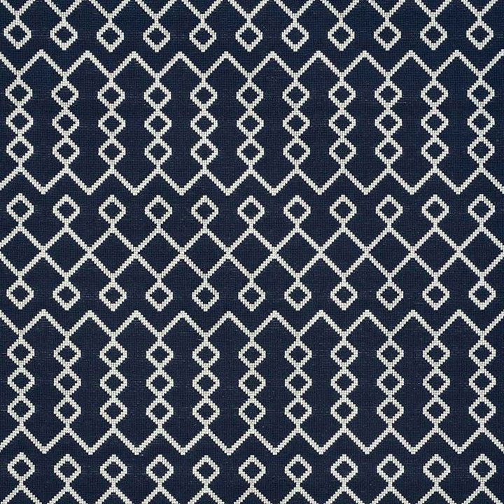 Bricolette Navy 72110 by Schumacher Designer Fabric ESSENTIALS: MID-SCALE UPHOLSTERY COTTON 78% POLYESTER 19% UNITED STATES OF AMERICA WYZENBEEK 30,000 </p><p>Repeat: Horizontal: 1 3/4" (4CM) and Vertical: 9 1/2" (24CM) 54.5 - Swanky Fabrics -