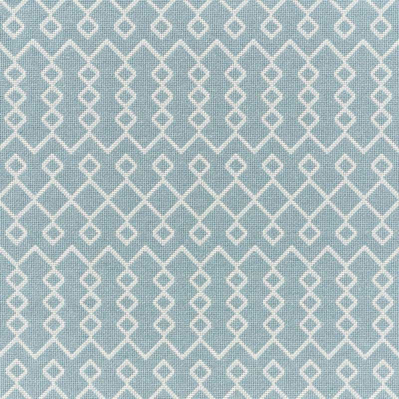 Bricolette Sky 72111 by Schumacher Designer Fabric ESSENTIALS: MID-SCALE UPHOLSTERY See Sample UNITED STATES OF AMERICA - </p><p>Repeat: Horizontal: 1 3/4" (4CM) and Vertical: 9 1/2" (24CM) 54 1/4" (138 CM) - Swanky Fabrics -