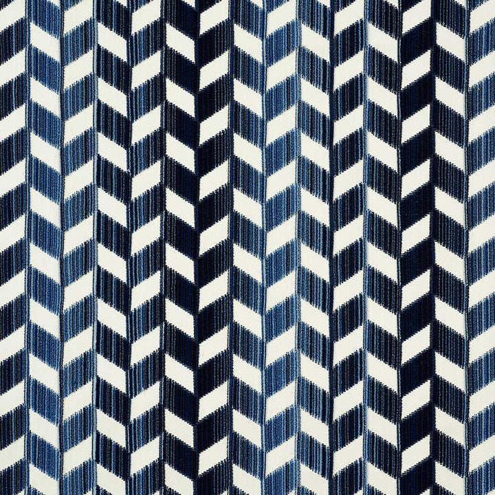 Chevron Strie Velvet Lapis 72811 by Schumacher Designer Fabric Cut-Patterned-Velvets 55% Polyester, 45% Cotton Martindale 60,000 Horizontal: 26.5 and Vertical: 2.25 53.5 - Swanky Fabrics -
