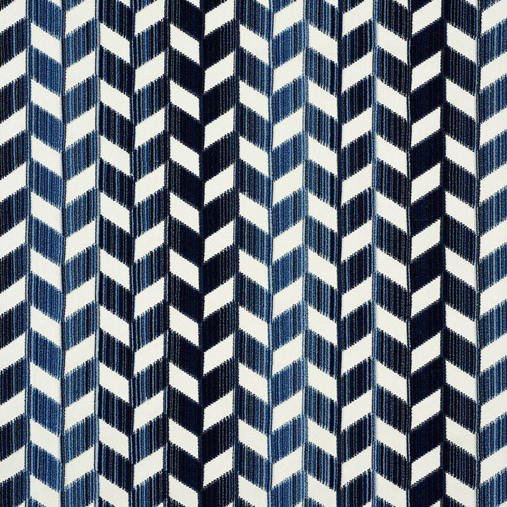 Chevron Strie Velvet Lapis 72811 by Schumacher Designer Fabric CUT & PATTERNED VELVETS See Sample INDIA MEDIUM DUTY </p><p>Repeat: Horizontal: 26 1/2" (67CM) and Vertical: 2 1/4" (6CM) 53 1/2" (136CM) - Swanky Fabrics -