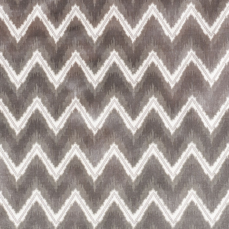 Chevron Velvet Grey 72841 by Schumacher Designer Fabric CUT & PATTERNED VELVETS See Sample INDIA MEDIUM DUTY </p><p>Repeat: Horizontal: 3 1/4" (8CM) and Vertical: 4 1/4" (11CM) 54" (137CM) - Swanky Fabrics -