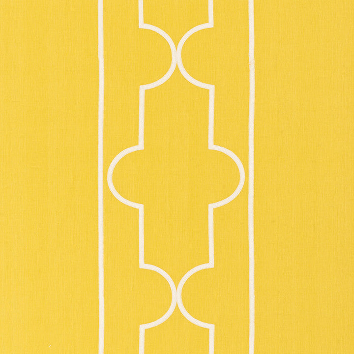 Limitless Lattice Yellow 73072 by Schumacher Designer Fabric Orient-Express 48% Cotton, 39% Linen, 13% Polyester Martindale 39,000 Horizontal: 30 and Vertical: 15.25 57.5 - Swanky Fabrics -