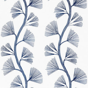 Schumacher Fabric Ginkgo Embroidery Marine 73081