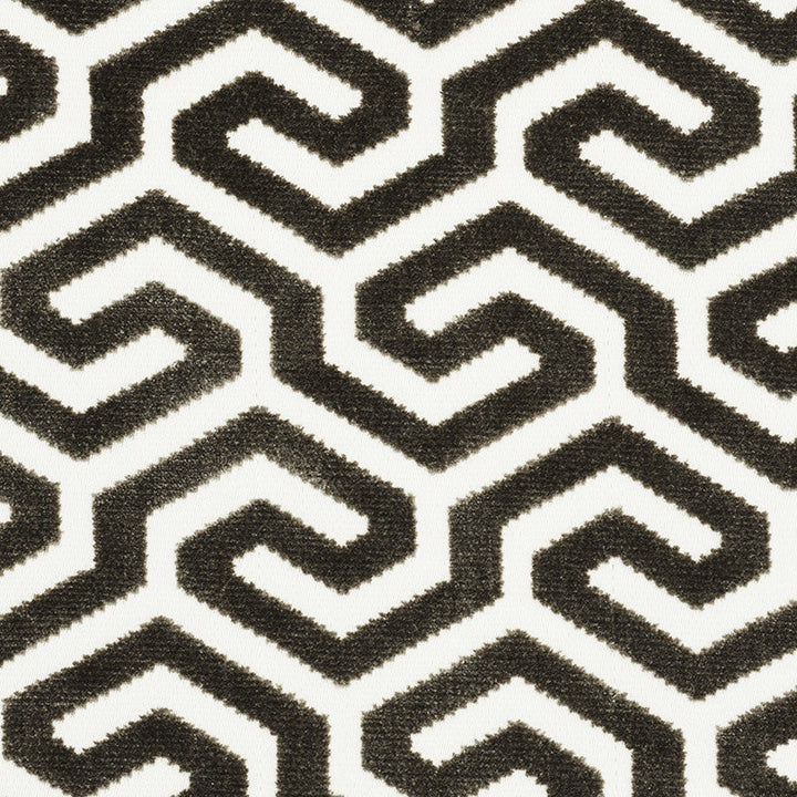 Ming Fret Velvet Taupe 73101 by Schumacher Designer Fabric Cut-Patterned-Velvets 54% Cotton, 46% Viscose Wyzenbeek 50,000 Horizontal: 3.75 and Vertical: 3.125 50 - Swanky Fabrics -