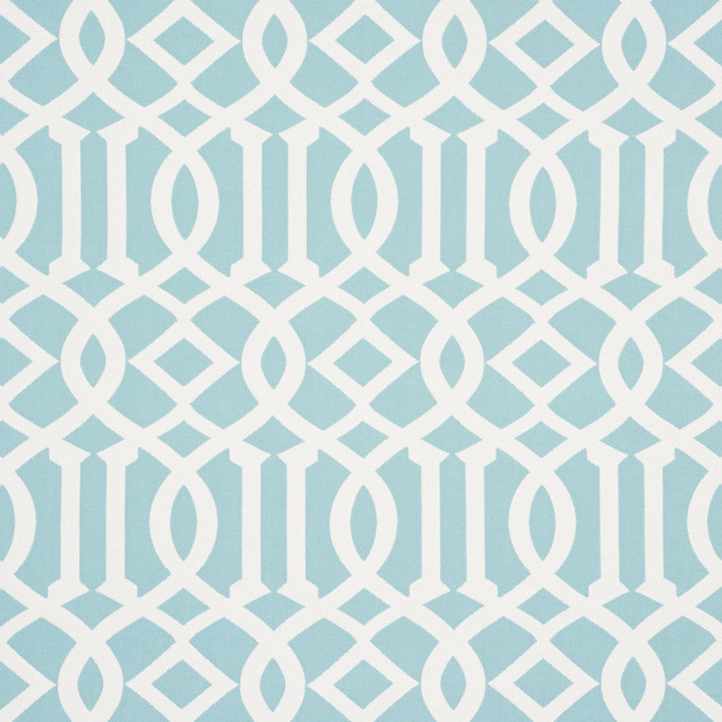 Imperial Trellis Indoor/Outdoor Aqua 73161 by Schumacher Designer Fabric Indooroutdoor-Ii-Prints-Wovens 100% Polyester Wyzenbeek 30,000 Horizontal: 7 and Vertical: 12.25 54.75 - Swanky Fabrics -