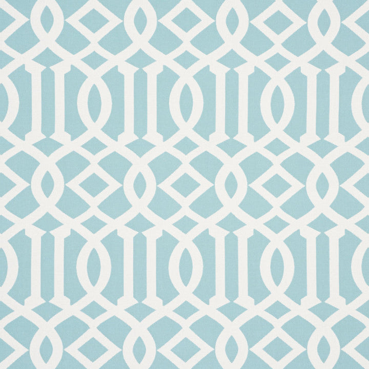 Imperial Trellis Indoor/Outdoor Aqua 73161 by Schumacher Designer Fabric Indooroutdoor-Ii-Prints-Wovens 100% Polyester Wyzenbeek 30,000 Horizontal: 7 and Vertical: 12.25 54.75 - Swanky Fabrics -