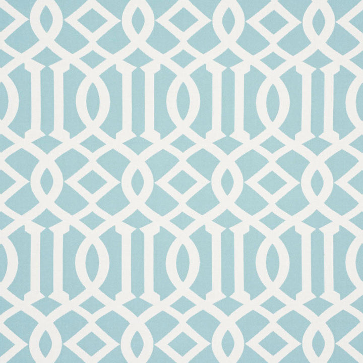 Imperial Trellis Indoor/Outdoor Aqua 73161 by Schumacher Designer Fabric INDOOR/OUTDOOR II: PRINTS & WOVENS See Sample UNITED STATES OF AMERICA HEAVY DUTY </p><p>Repeat: Horizontal: 7" (18CM) and Vertical: 12 1/4" (31CM) 54 3/4" (139CM) - Swanky Fabrics -
