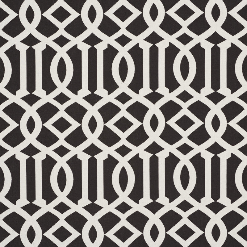 Imperial Trellis Indoor/Outdoor Black 73162 by Schumacher Designer Fabric Indooroutdoor-Ii-Prints-Wovens 100% Polyester Wyzenbeek 30,000 Horizontal: 7 and Vertical: 12.25 54.75 - Swanky Fabrics -
