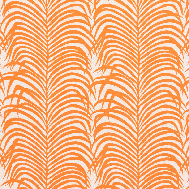 Zebra Palm Indoor/Outdoor Orange 73172 by Schumacher Designer Fabric Indooroutdoor-Ii-Prints-Wovens 100% Polyester Wyzenbeek 30,000 Horizontal: 13.75 and Vertical: 17.5 54.5 - Swanky Fabrics -