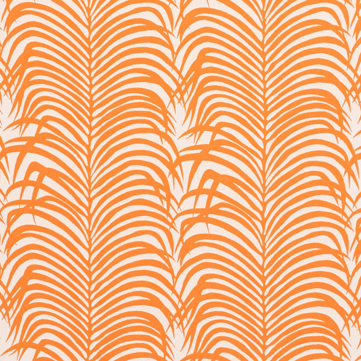 Zebra Palm Indoor/Outdoor Orange 73172 by Schumacher Designer Fabric Indooroutdoor-Ii-Prints-Wovens 100% Polyester Wyzenbeek 30,000 Horizontal: 13.75 and Vertical: 17.5 54.5 - Swanky Fabrics -